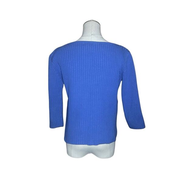 Pierre Cardin Blue Long Sleeve Pullover Sweater Size S Cable Knit Side Buttons - Picture 4 of 11